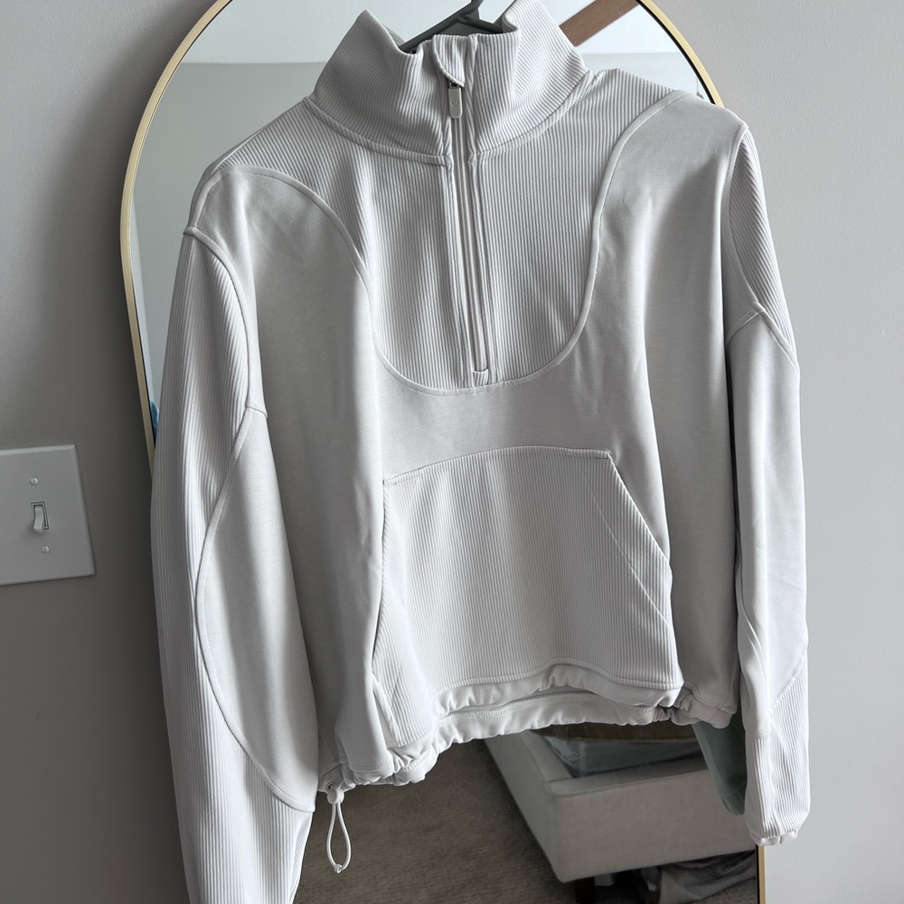 Lululemon Brushed Softstream Ribbed Half Zip color Bone